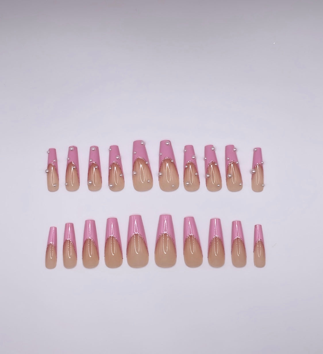 French tip pearl Press Ons
